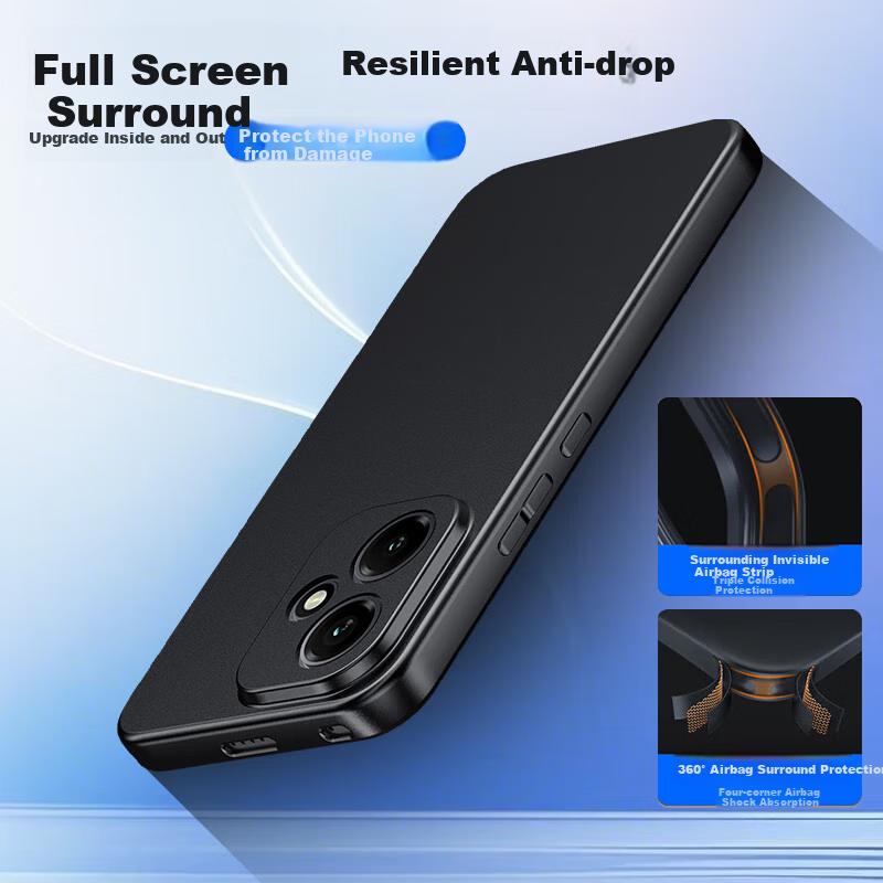 Compatible with Honor 400 Phone Case, Full Lens Protection, Ultra-Thin Frosted Protective Cover, Shockproof, Simple Soft, Anti-Fingerprint, Black