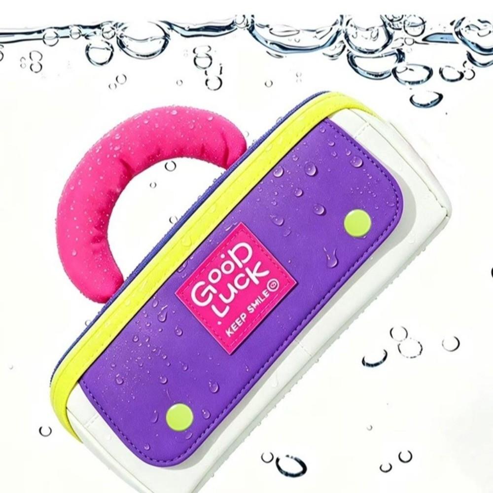 Multi-pocket Pen Bag Print Stationery Bag Handheld Pencil Case Travel Toiletries