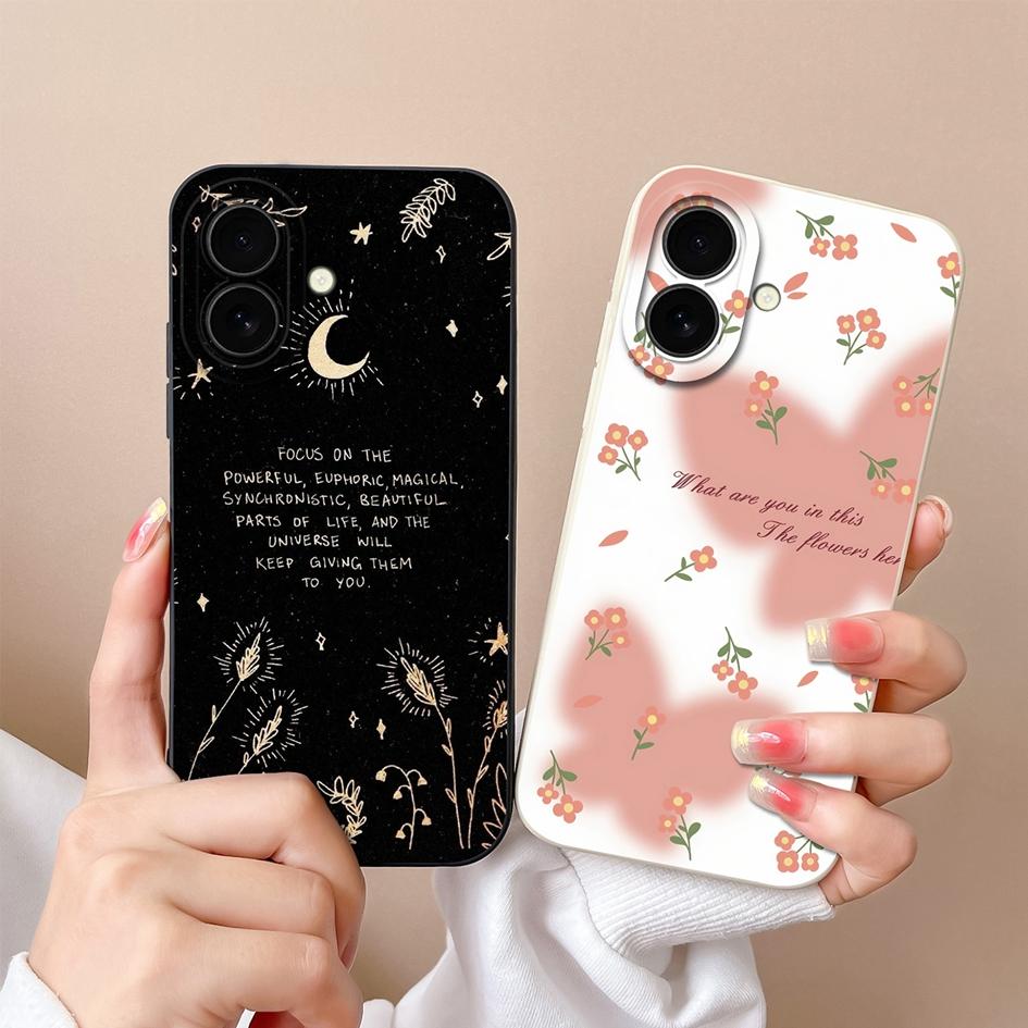Для Apple iPhone 16 Plus 16pro 16promax новый чехол симпатичный цветочный узор облаков мягкий тонкий жидкий силикон высокое качество ударопрочный чехол для iPhone чехол Capas