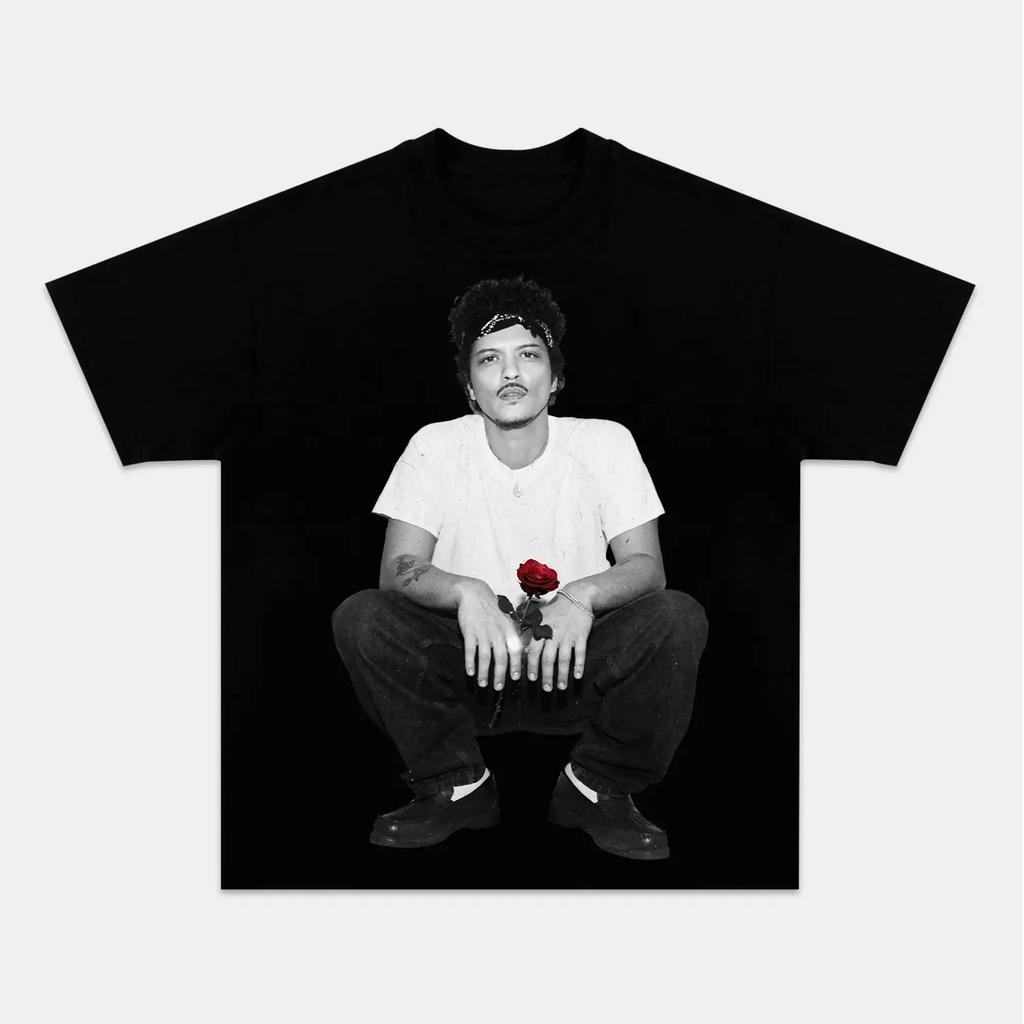 singer Bruno Mars portrait graphics 100Cotton Tshirt Unisex 2026 New Summer Hip hop unisex Short sleeve casual shirt fan gifts