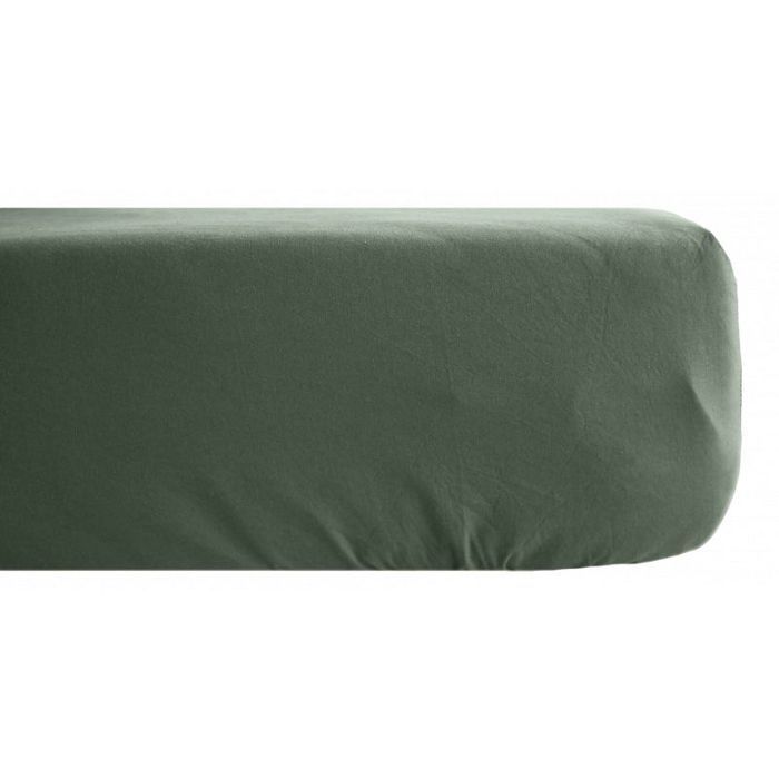 Drap housse Palace pur coton teint lavé 63 fils/cm² Vent du sud - Palace Cèdre - 180 x 200 cm bonnet de 35 cm