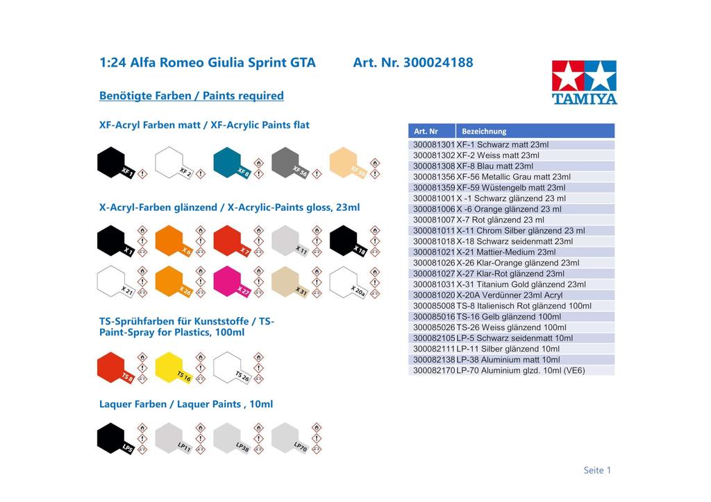 Tamiya Alfa Romeo GTA спорт 1/24 (1/24 машина24188)