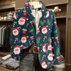 Men's Ugly Christmas Corduroy Warm Pocket Suit Jacket Cardigan Men's Casual Suit