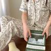 Ретро цветочные пижамные штаны Весна/Лето - Женские, Корейский стиль, Подходят для повседневной носки, Свободный крой, Идеальны для весны и осени.