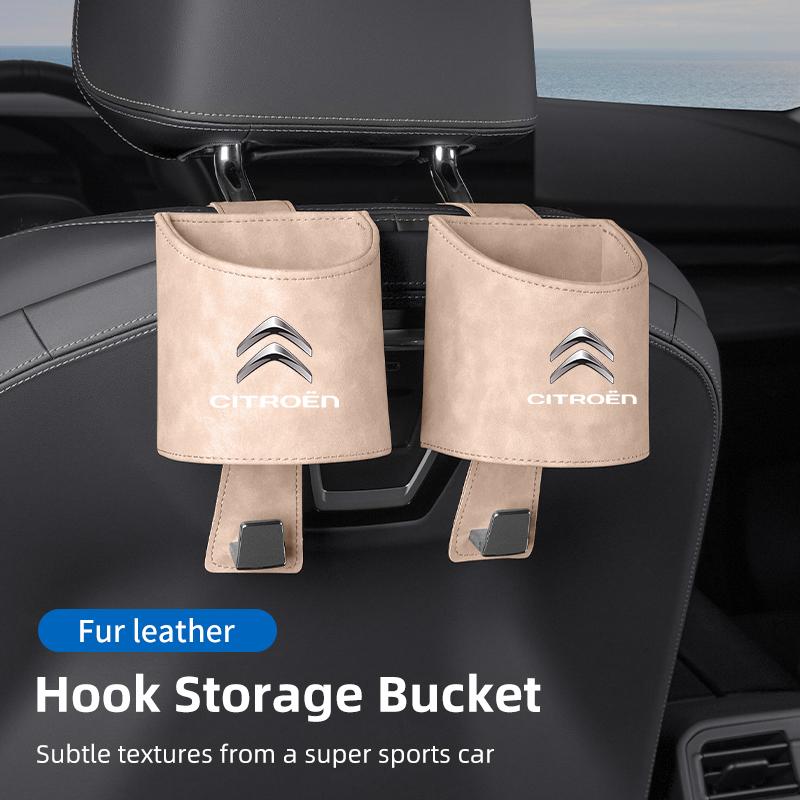 Car Fur Seat Back Water Cup Holder With Hook Drink Rack Storage Pocket For Citroen C4 C3 C5 C1 C2 Berlingo Celysee Cactus