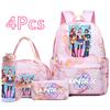 4Pcs/set Cartoon K-Pop Printed Backpack Handbag Pencil Case with 750Ml Water Bottler for Teenager Boy Girl Schoolbag Large Capacity Bookbag Mochila