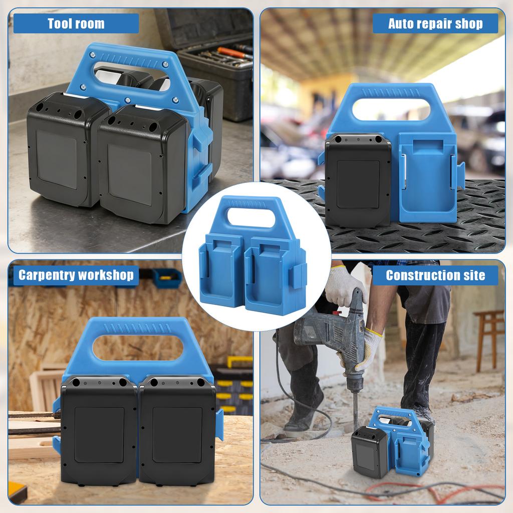 4-слотный держатель для аккумуляторов Makita 18V и 14.4V Портативный и прочный кейс для хранения аккумуляторов Ручка в комплекте для электрика и плотника
