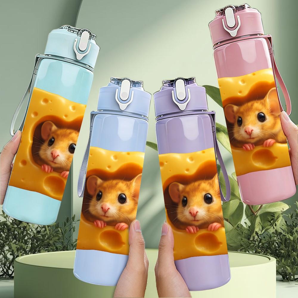 1PC Small Puppy Inside Pillow 750ml Color Plastic Sports Water Bottle Leakproof Flip Straw Lid Suitable for Sports Office Home Use