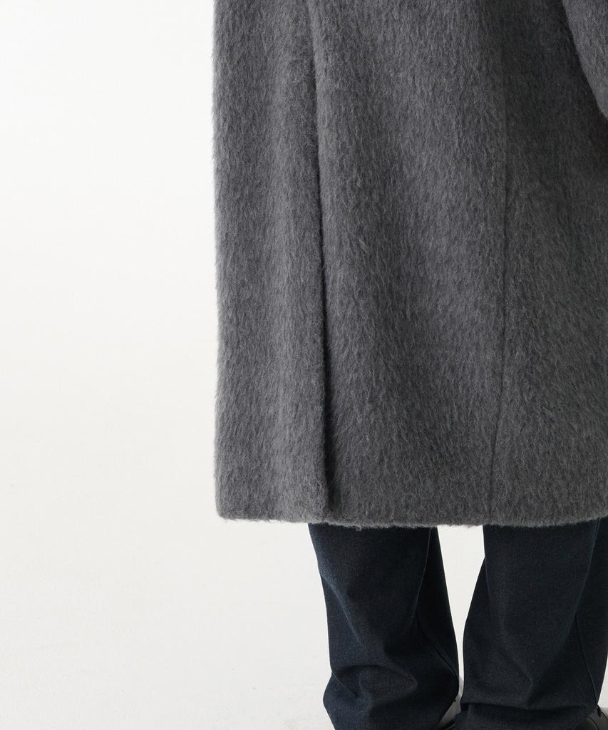 Musinsa Standard Hairy Alpaca Blend Daddy Shoulder Single Long Coat [Grey]