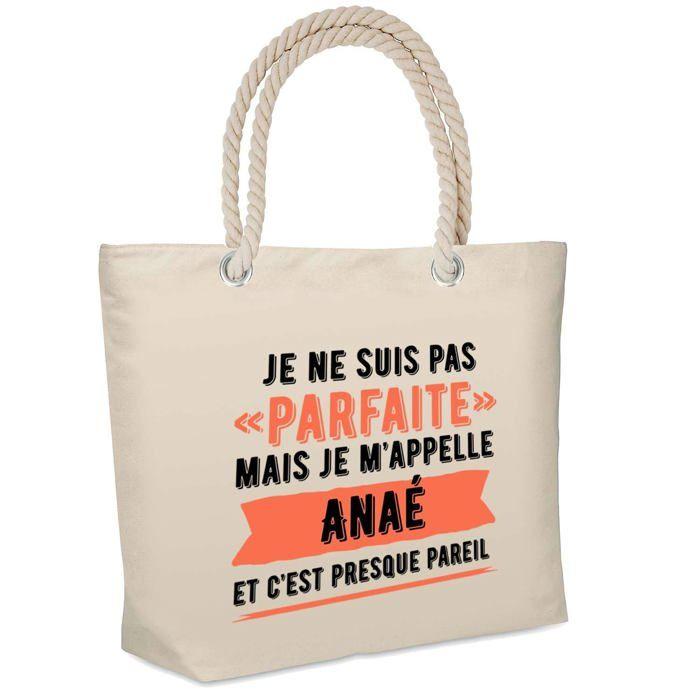 Sac de plage - PLANETEE - isotherme Anaé Parfaite - Coton beige - Grande contenance - Message humoristique imprimé