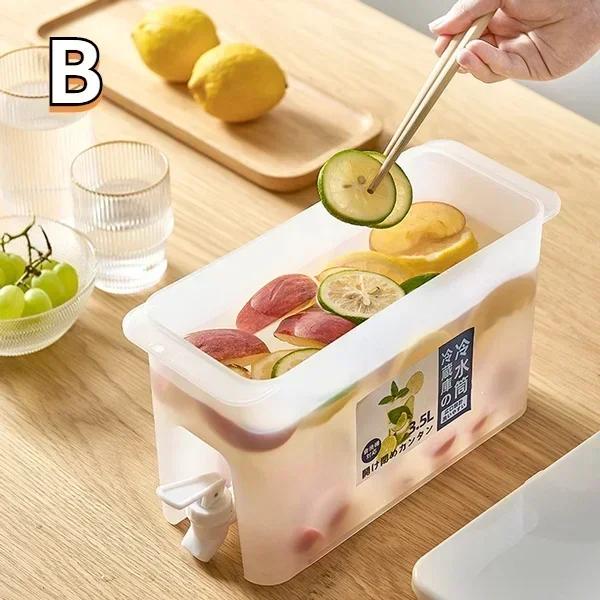 Lemon Juice Water Kettle Lemonade Bottle Beverage Drinkware Pot 3.5L Refrigerator Cool Bucket with Faucet Large Capacity