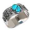 Tibetan Turquoise Gemstone 925 Sterling Silver Cuff Bangle Adjustable