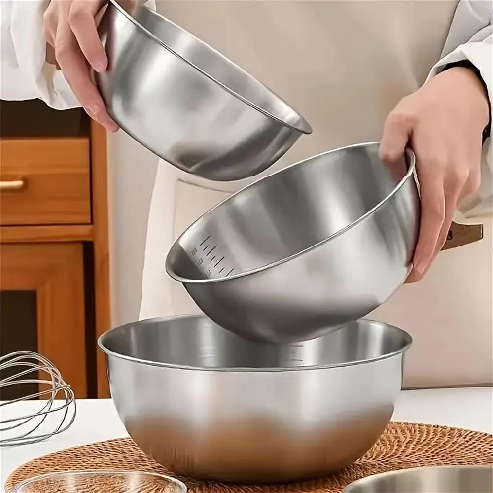 Stainless Steel Fruit Salad Bowl Anti-Scalding Dish Container Noodles Bowl  Food Tableware