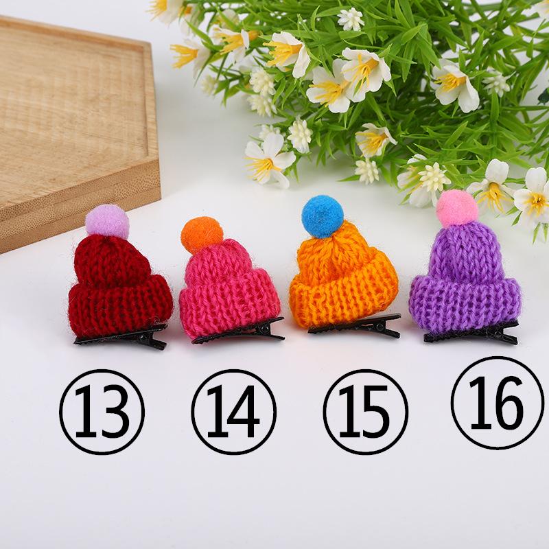 Korea Creative Headdress for Children Colorful Hairpins Cute Mini Barrettes Hair Grips Wool Knitting Hat Hair Clips