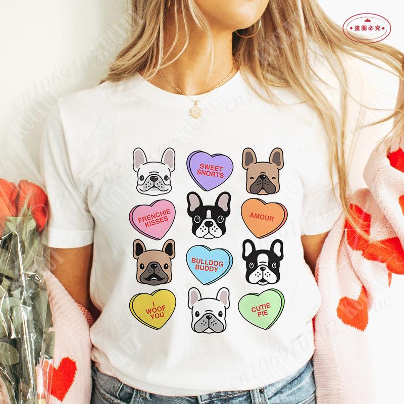French Bulldog Woman T Shirt Fashion Dog Graphic Tops Summer Short Sleeve Tees Harajuku Streetwear Aesthetic Female Clothing