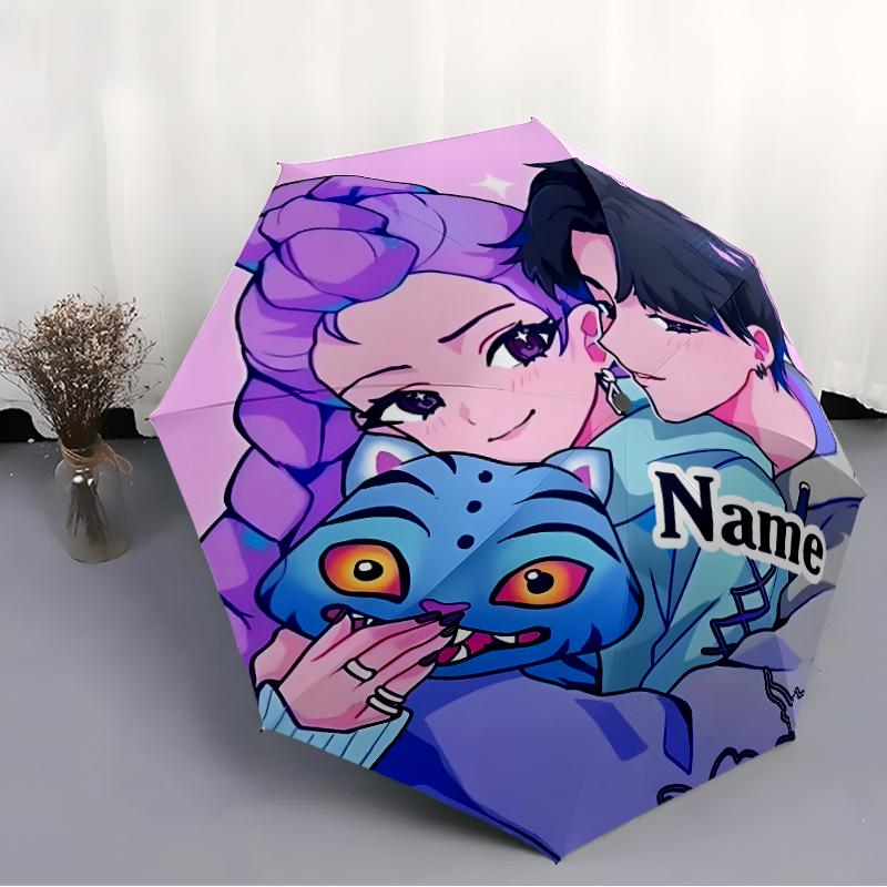Personalized Name K-KPop Demon Hunters Print Umbrella - Automatic Open/Close, Eight-Rib Durable Frame, Automatic Folding Umbrella