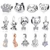 Original 925 Sterling Copper Charms Love Pets Dog Cat Paw Print Pendant Beads Fit Brand Bracelets Necklaces Women DIY Zircon