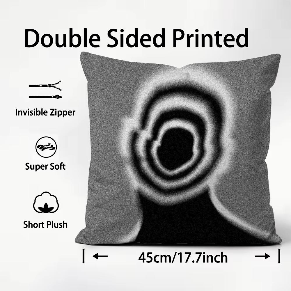 1PC Black White Art Design Cushion Cover Plush Fabric Soft DoubleSided Printed Sofa Warm Winter Home Child Gift Pillow Case