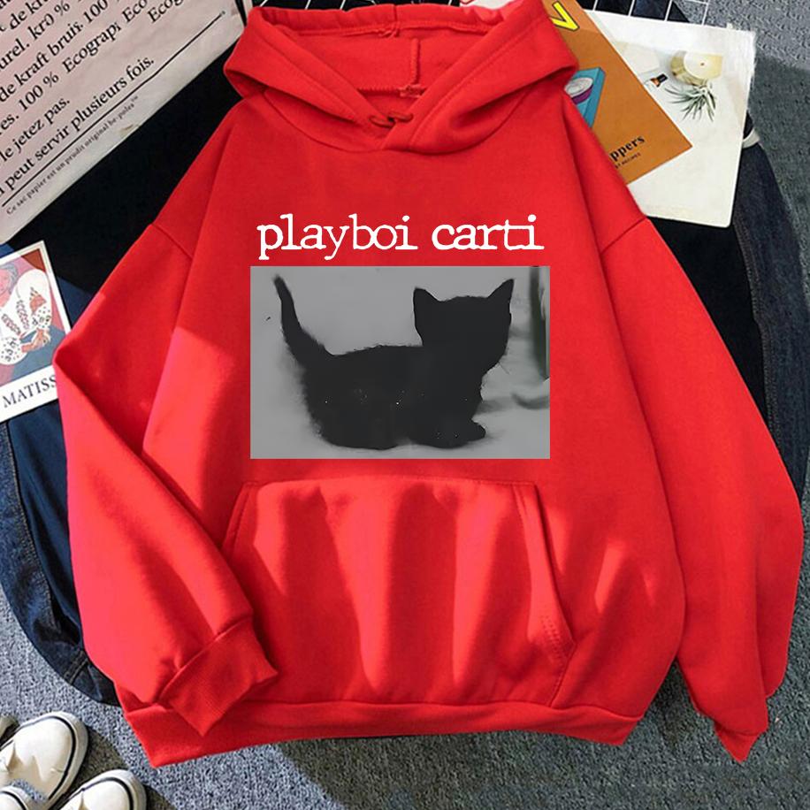 Playboi Carti Худи Большого Размера Хип-Хоп Мужские Женские Милые Худи с Принтом Кота в Стиле Харадзюку Уличная Мода Худи для Рэп-Пары