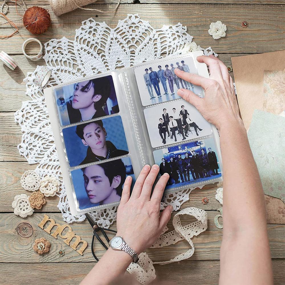 Прозрачный Фотоальбом Kpop Держатель для Фотокарточек Книга Переплет для Фотокарточек Защитные Чехлы для Карт Коллекционные Книги Прозрачные Страницы-Кармашки Портативный