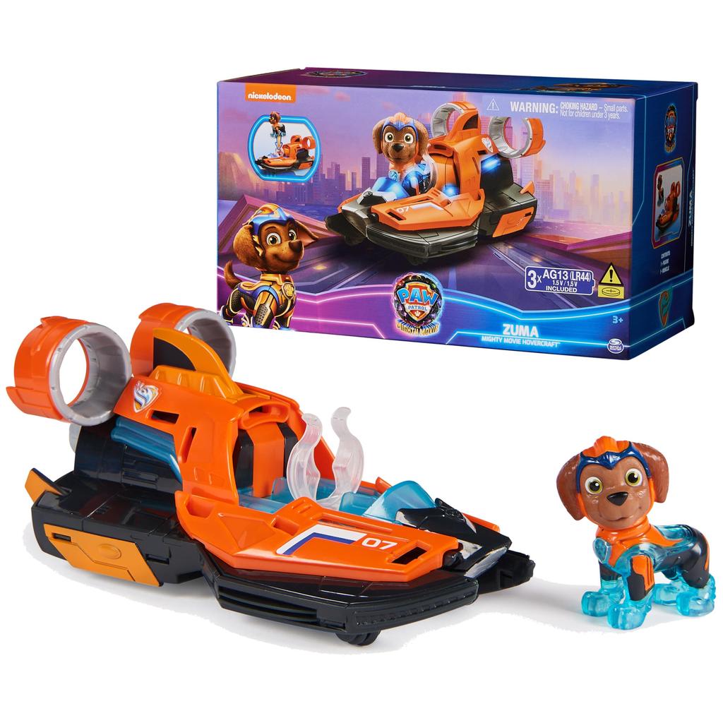 Paw The Mighty Toy Jet Boat with Zuma Mighty Pups Action Lights and Kids Toys for Boys Girls Patrol Movie, Figure, Sounds, & 3+