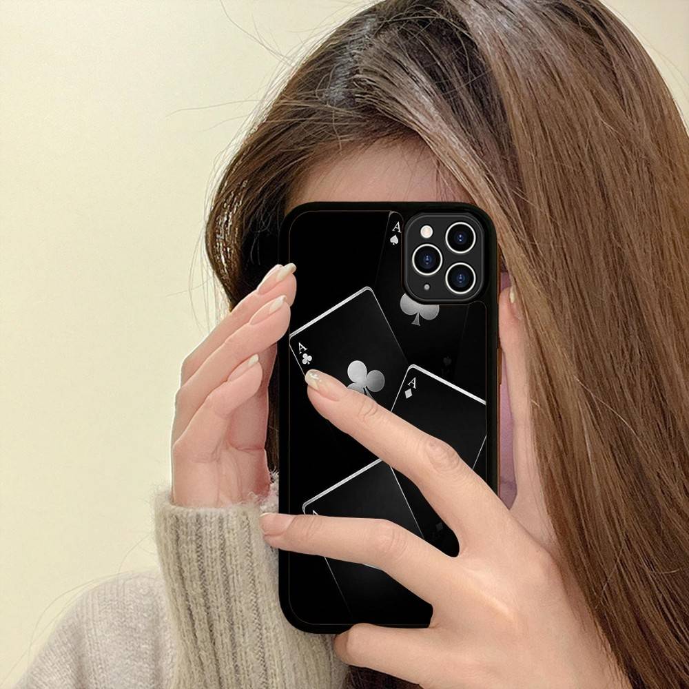 Чехол для телефона с рисунком в виде карт для покера для IPhone 16 Pro Max 15 14 Plus 14 13 12 11 17 PC+TPU Чехлы Задняя крышка