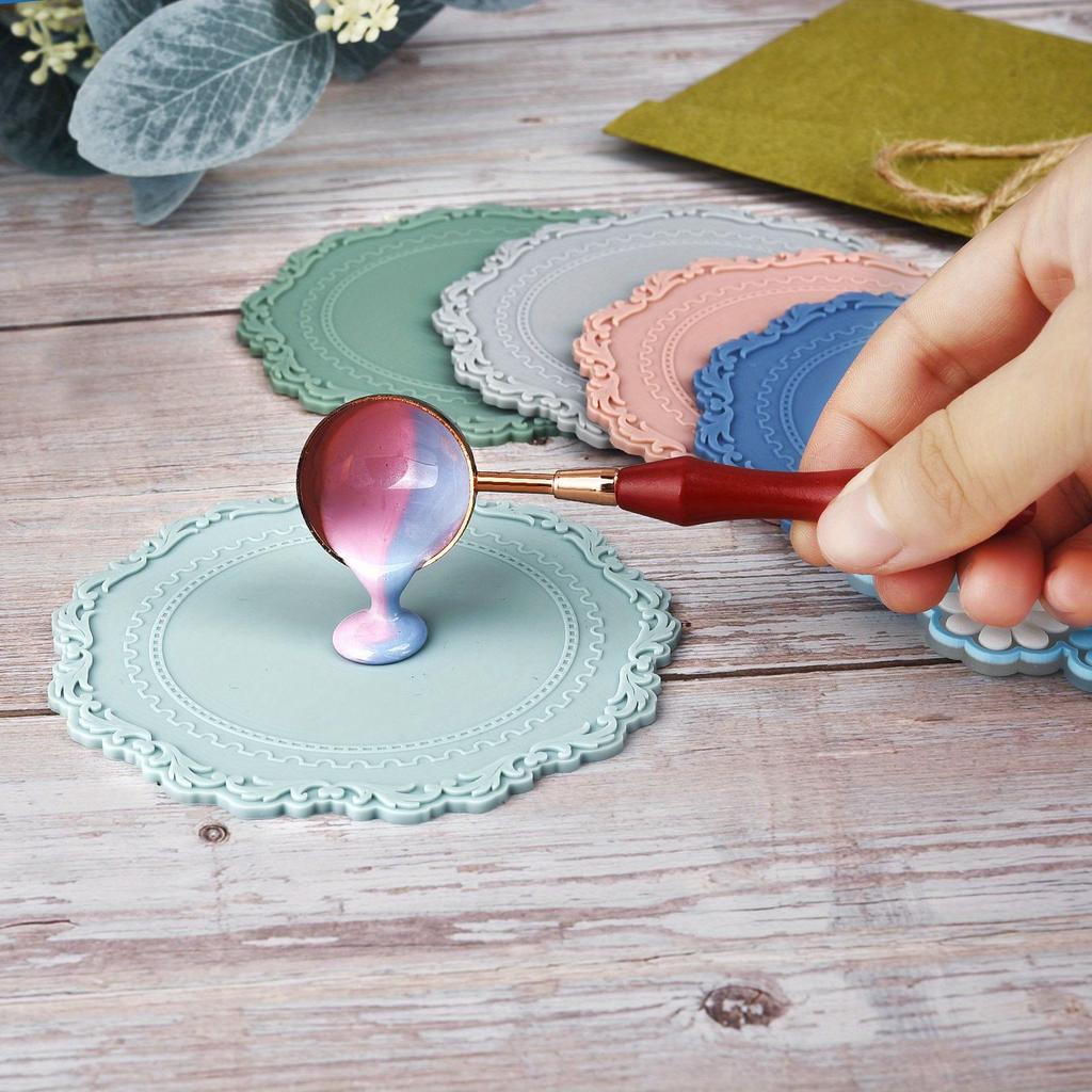 Silicone Sealing Wax Board Pad Round Lace Wax Seal Fire Lacquer Mold Paint Backing For DIY Wedding Party Gifts Sealling Wax Pads