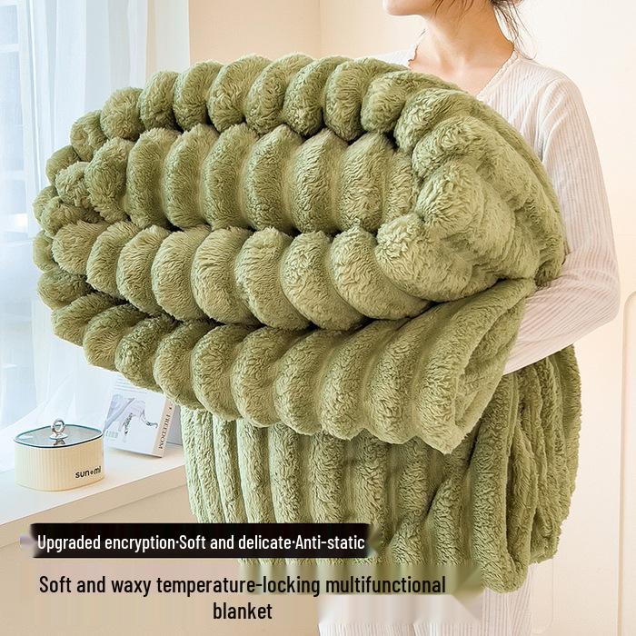 Rabbit Fur Plush Flannel Throw Blanket - Office Nap & Winter Fleece