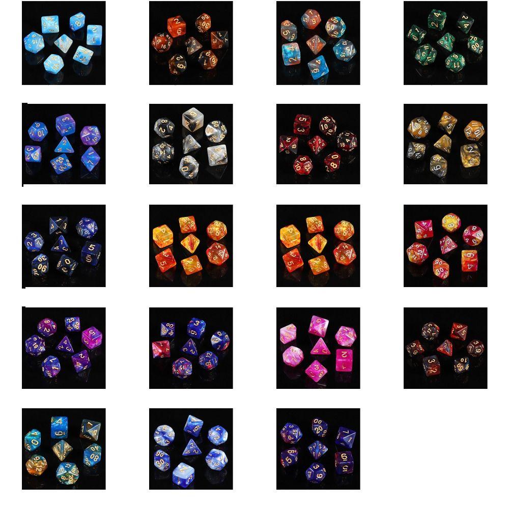 7PCS/Set Digital Acrylic Dice Polyhedral Mixed Color Dice Pearlescent Dice  for RPG DnD