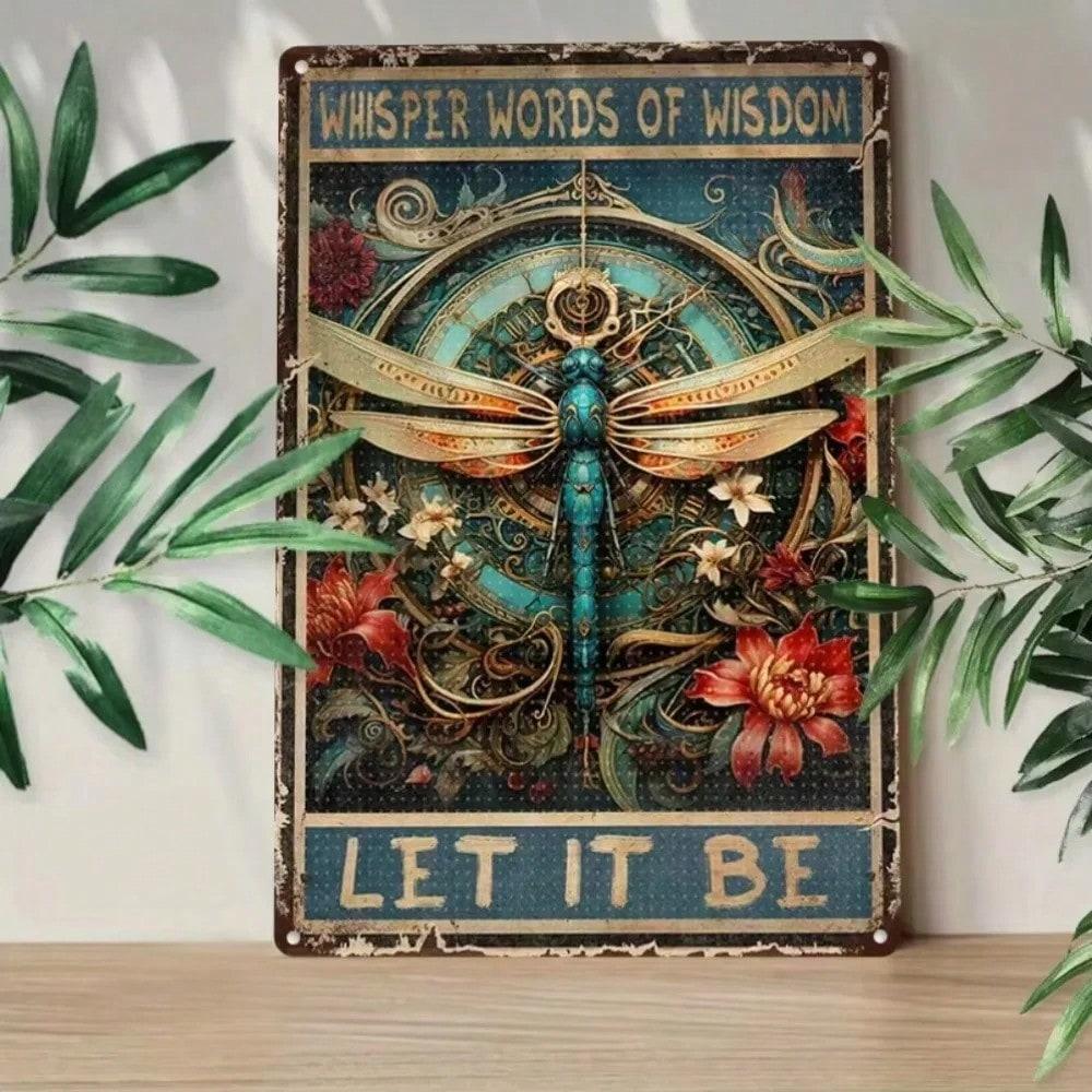 Железный Декоративный Знак-Стрекоза на Стену 1 шт. Цитата 'Let It Be' Мудрость Домашний Декор Металлический Оловянный Постер