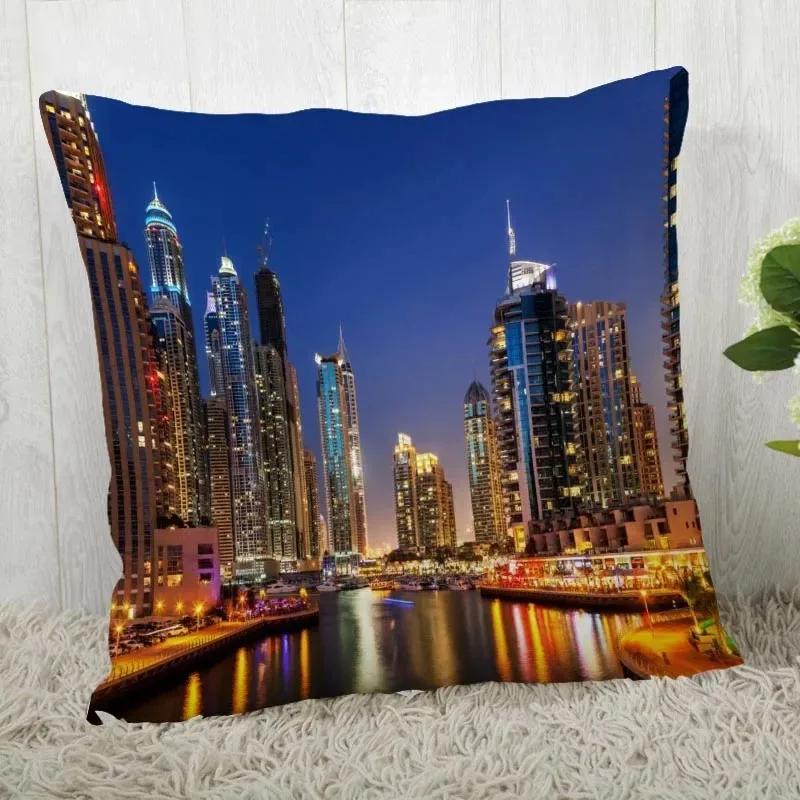 Роскошный домашний декор, наволочка для подушки, диванная подушка для гостиной, наволочка для подушки с рисунком ночной сцены города, наволочка для подушки с рисунком света