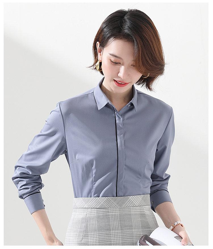 New Solid Color Collar Elegant Age Reducing Elastic Fashion Long Sleeve Shirt