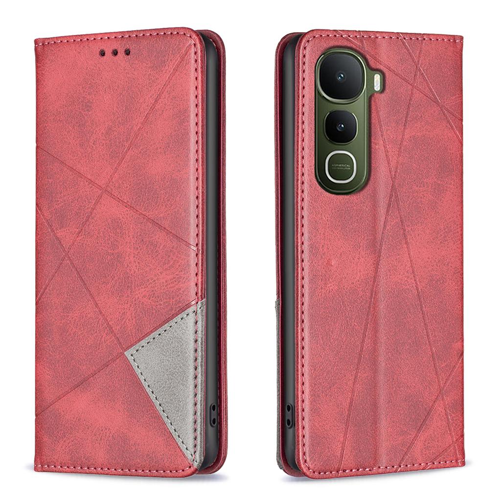 For vivo Y400 5G Case Card Slots Geometry Imprint Leather Phone Cover