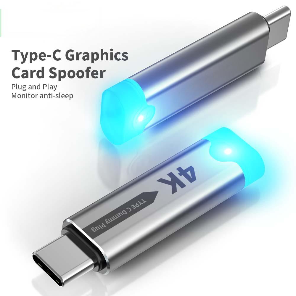 4K 60Hz Type-C Virtual Display Adapter For USB4 Thunderbolt 3/4 Laptops Desktop Computers GPU EDID Emulator