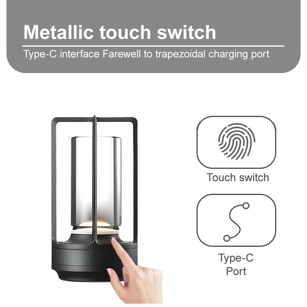 Светодиодная настольная лампа из алюминия и хрусталя для ресторана, бара, настольная лампа с затемнением, атмосфера, 5200 мАч, USB-зарядка, сенсорный выключатель, украшение для спальни