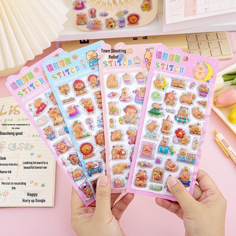 3D Кристаллическая наклейка с лазерной тиснёной капибарой для детского DIY-декора