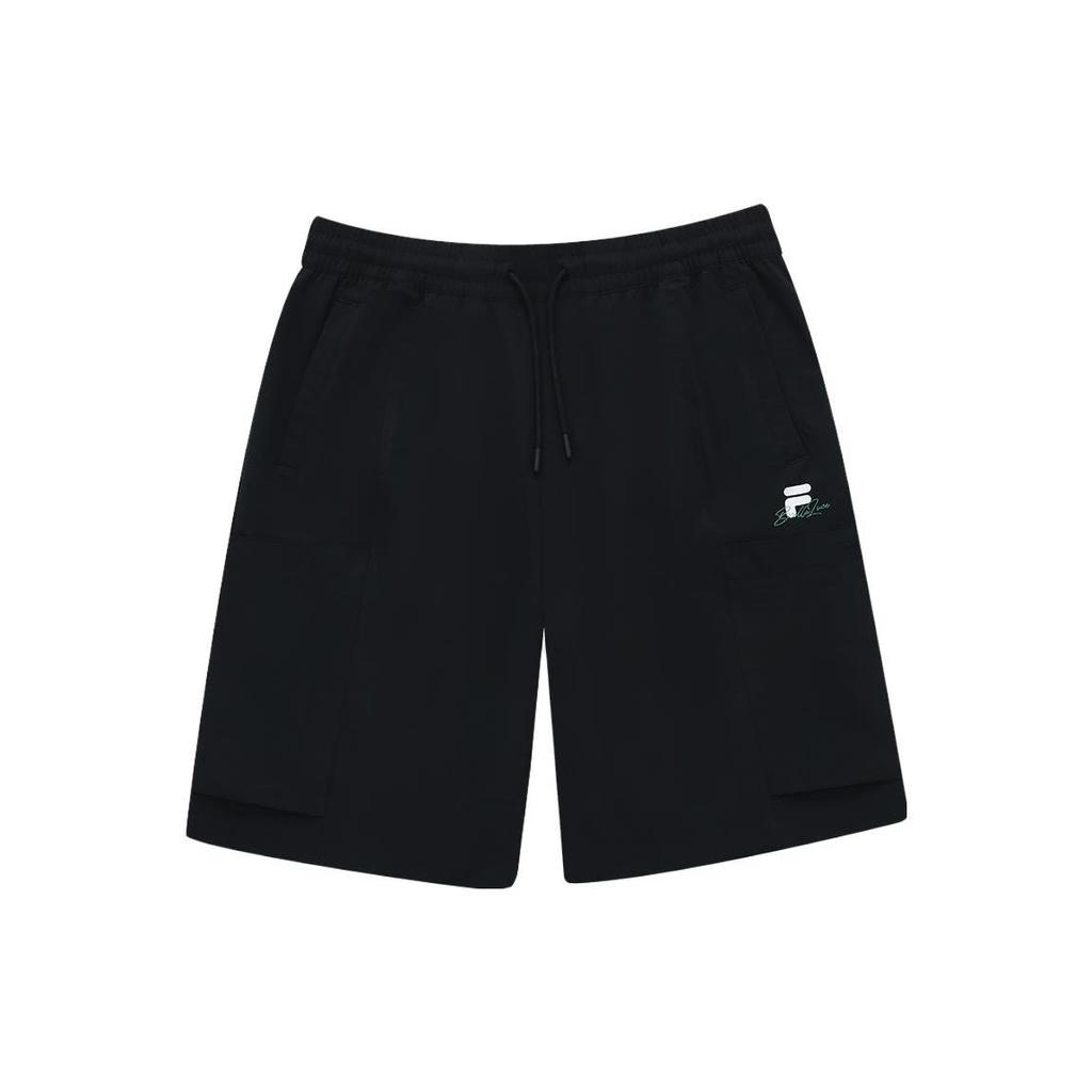 Fila Fusion Логотип Буквы Средняя Посадка Прямые Свободные Повседневные Шорты Мужские шорты Глубокий Черный T11M325804FBK