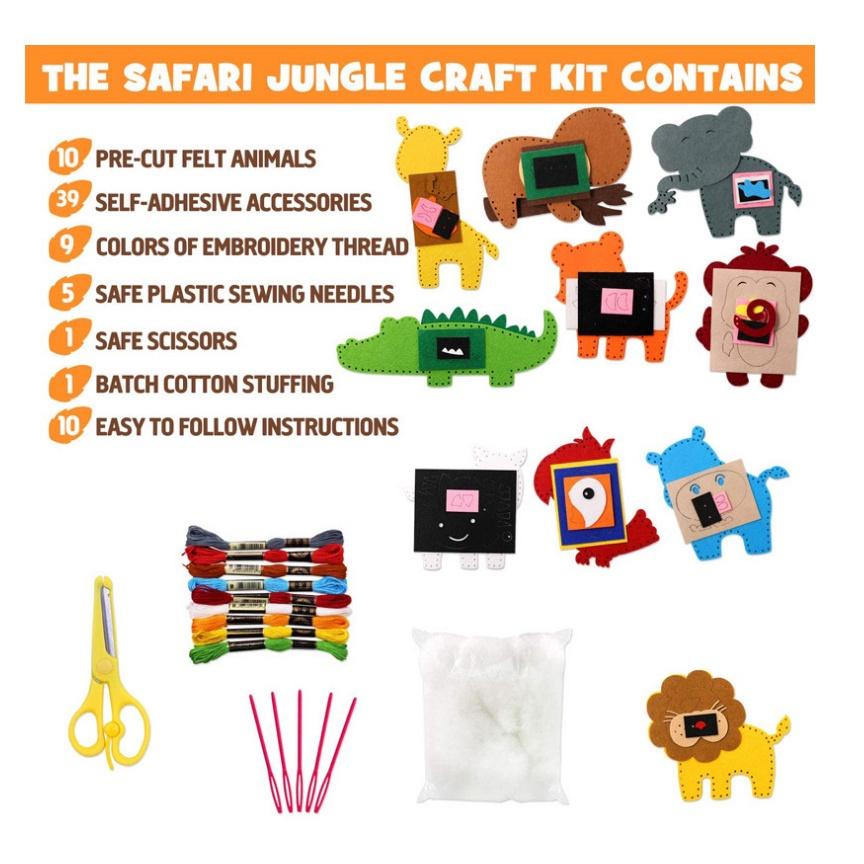 Набор для рукоделия с животными, лесные существа, сделай сам, Вышивание из фетра, плюшевые животные для детей, начинающих, обучающий набор для шитья, детская художественная игрушка