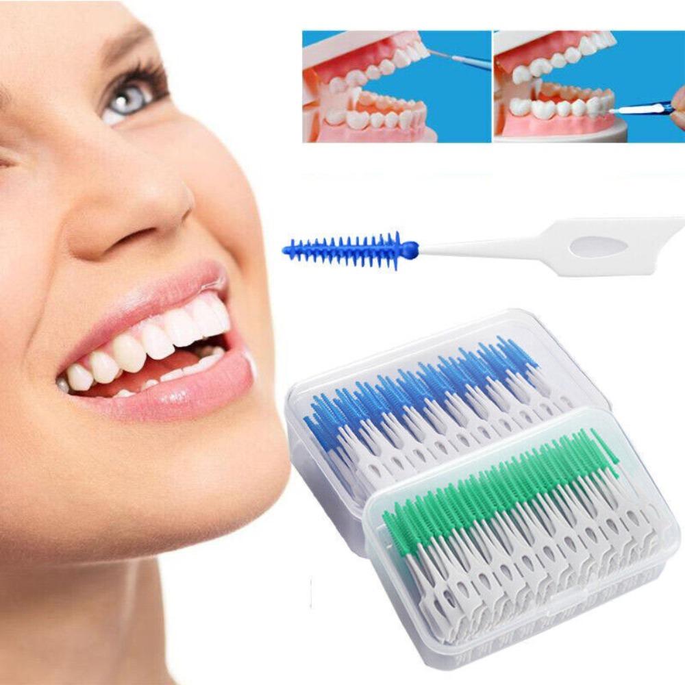 160pcs/box Gum Massage Dental Floss Pick Tooth Gap Teeth Cleaner Silicagel Interdental brush  Unisex