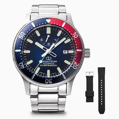 ORIENT STAR Автоматические часы 200m Diver механические силиконовый ремешок водонепроницаемые для 200m Air Diving Navy RK-AU0306L мужские