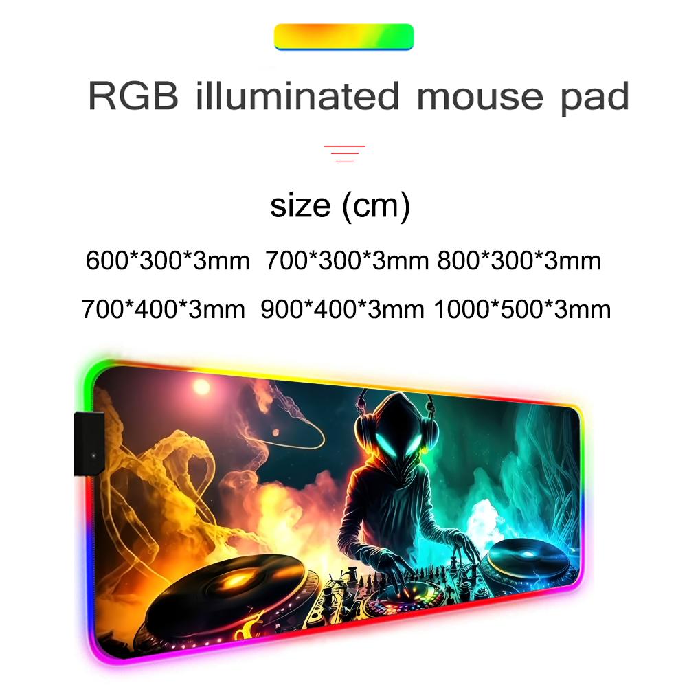 Коврик для мыши DJ RGB Игровой коврик для мыши Большой светодиодный коврик Настольный коврик для ПК Светящийся коврик для мыши Большие коврики для клавиатуры Настольный ковер с подсветкой