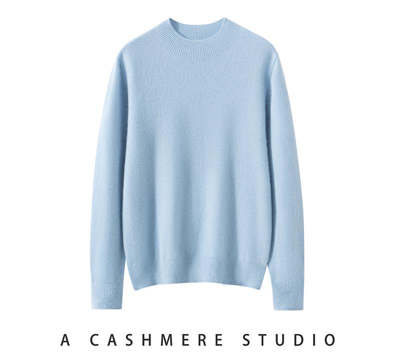 Kang Sai Ni Women's 100% Cashmere Seamless Half-High Neck Sweater