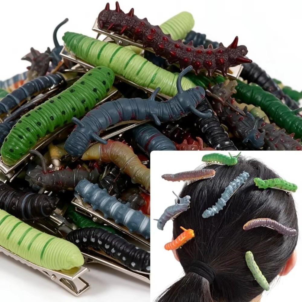 6/12Pcs Realistic Crawl Insect Hairpins Prank Halloween Hair Claw Durable Girl Scary Headwear Kids