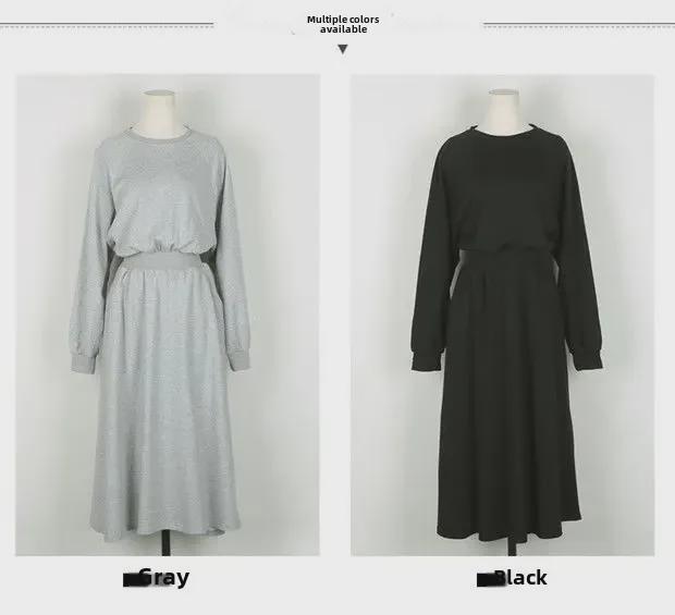 Корейский стиль с длинным рукавом, художественное утягивающее платье-свитер с завышенной талией для женщин - тренд осени/зимы