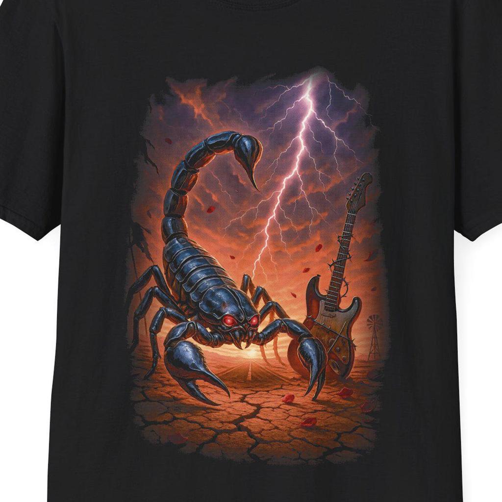 Scorpion Lightning Illustration T-Shirt | Stormy Desert Graphic Tee