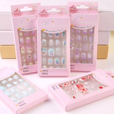 Bunny Flower Children Christmas False Nails Snowflake Snowman Kids Fake Nail Extension  Kids Toys