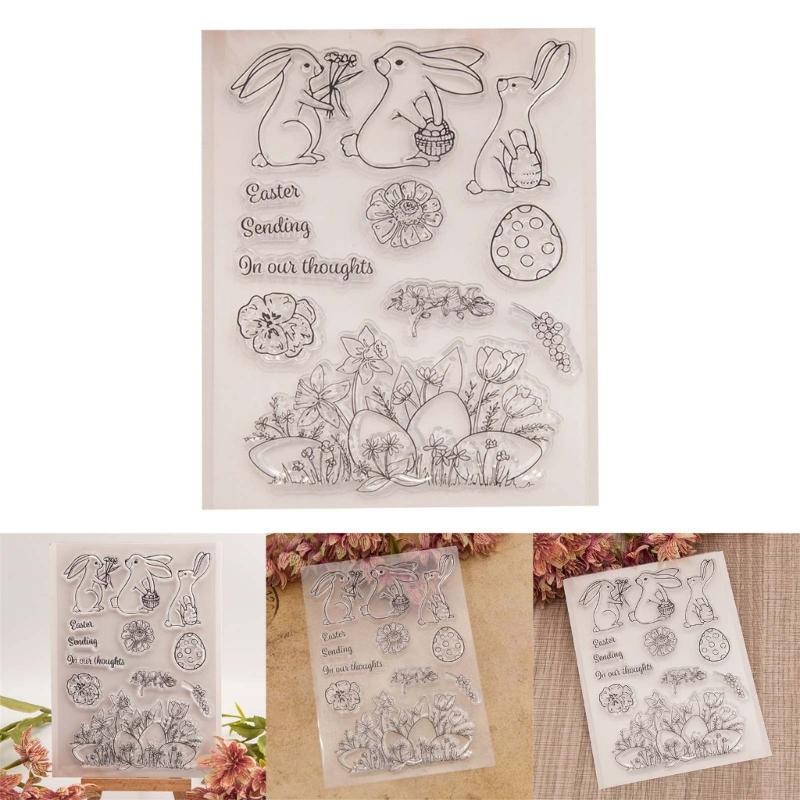 Silicone Clear Stamps Easter Rabbit Eggs Seal Stamps DIY Scrapbooking Craft Card Making Embossings Photo Journal Album