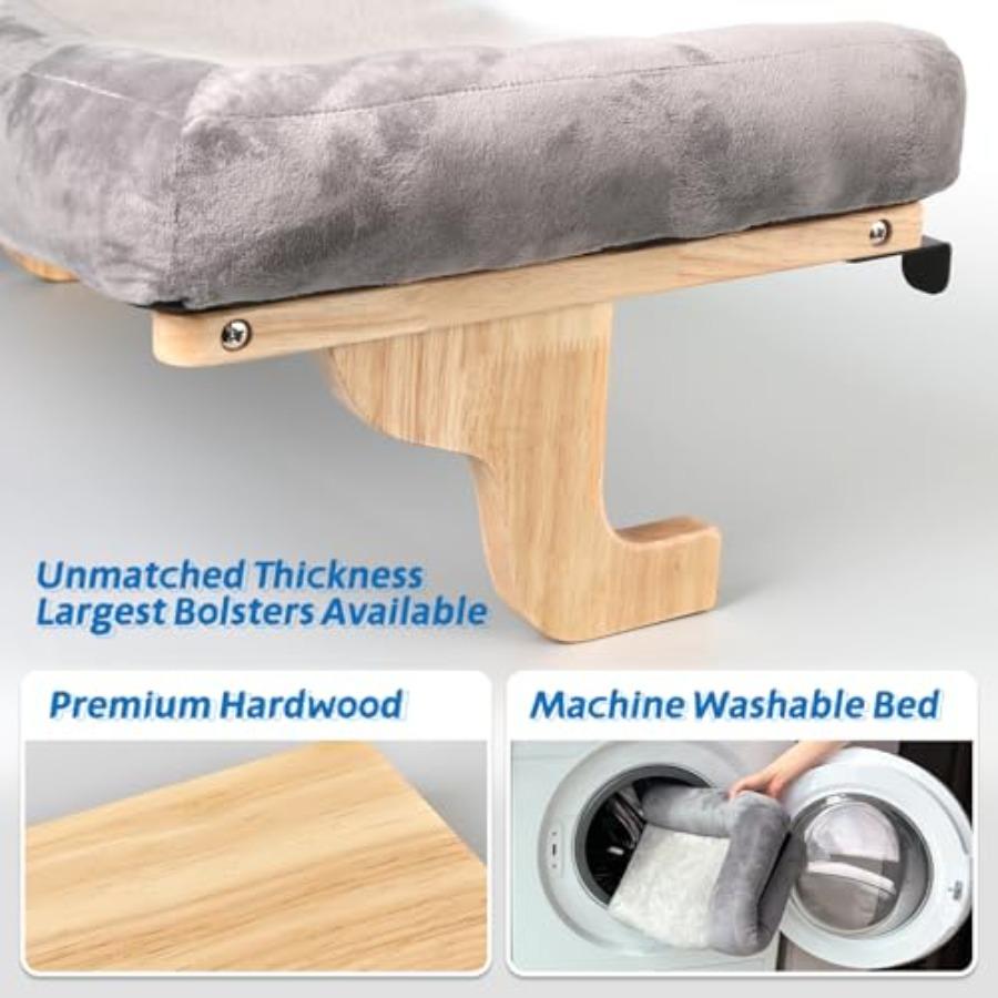 Cat Perch for Window Sill Bolster - Orthopedic Hammock Design Premium Hard and Robust Metal Frame - Cat Window Seat for Large C