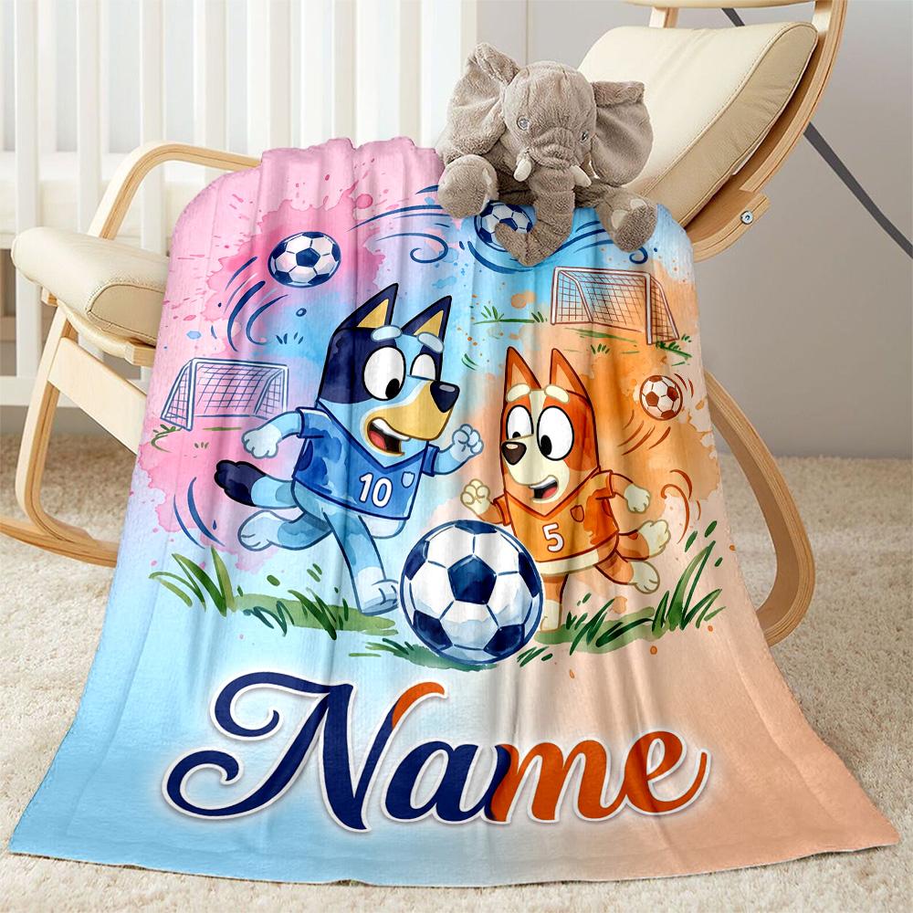 Bluey's Paw Patrol Adventure Customize Text Blanket Cozy Personalized Blanket Durable Comfort Great for Bedding Nap Bed Livingroom