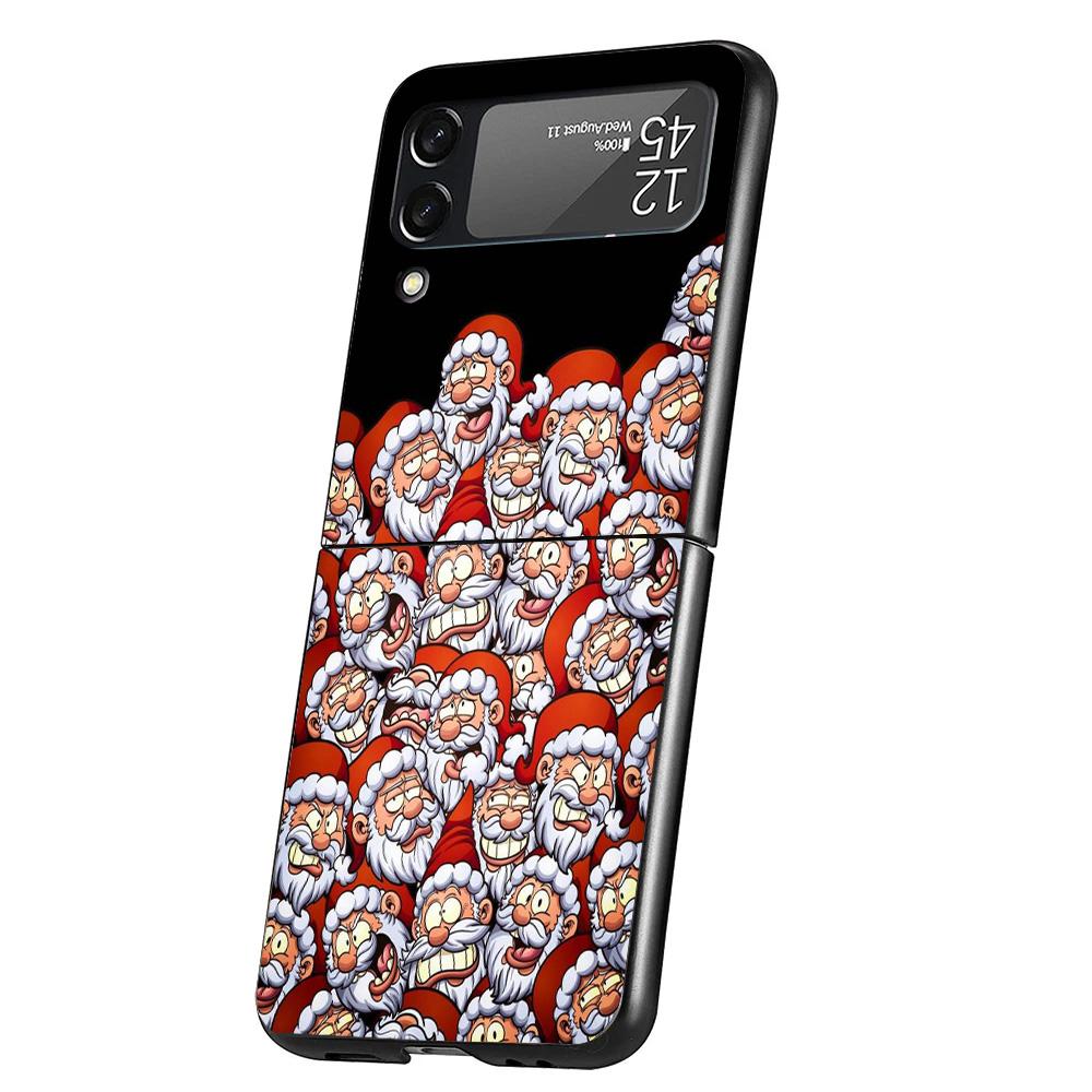 Christmas Santa Claus Present Cover Phone Case For Samsung Galaxy Z Flip 7 6 5 4 3 5G Flip7 Flip6 Flip5 Flip4 Flip3 Black Fundas